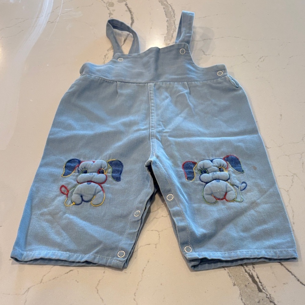 Blue Kids Overalls with Puppy Design